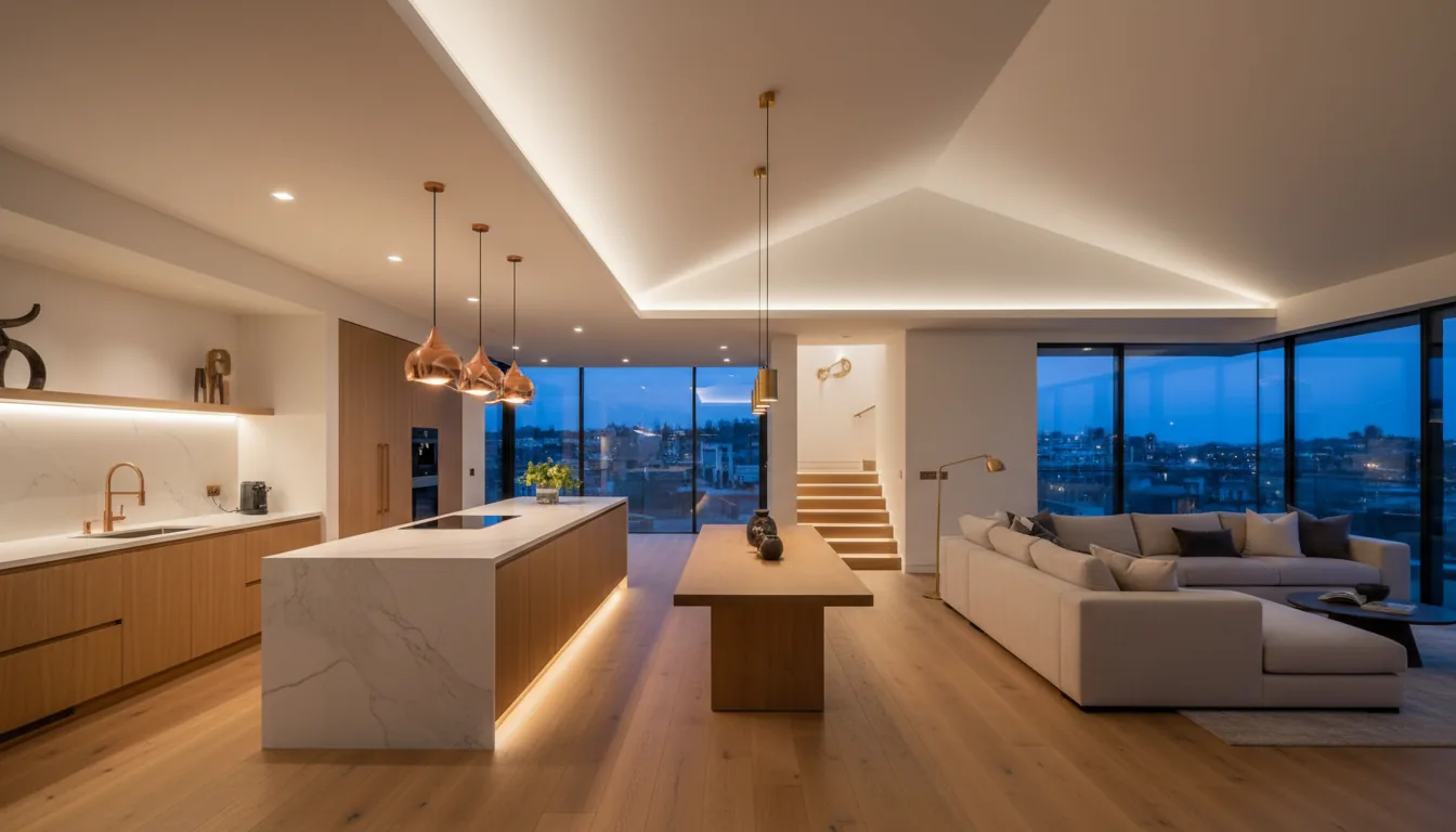 Modern interior with professional lighting installation